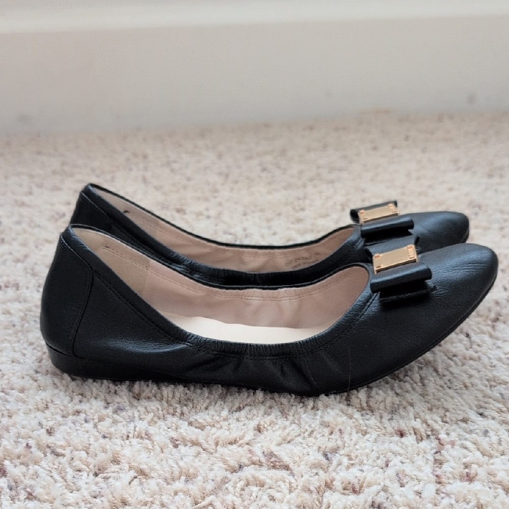 Cole Haan Black Patent Leather Flats with Bow